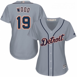 Womens Majestic Detroit Tigers 19 Travis Wood Authentic Grey Road Cool Base MLB Jersey 