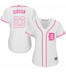 Womens Majestic Detroit Tigers 23 Kirk Gibson Replica White Fashion Cool Base MLB Jersey