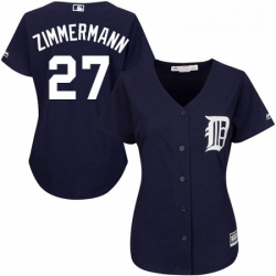 Womens Majestic Detroit Tigers 27 Jordan Zimmermann Authentic Navy Blue Alternate Cool Base MLB Jersey