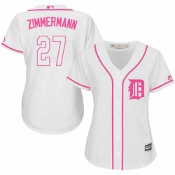 Womens Majestic Detroit Tigers 27 Jordan Zimmermann Authentic White Fashion Cool Base MLB Jersey