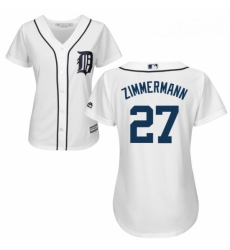 Womens Majestic Detroit Tigers 27 Jordan Zimmermann Authentic White Home Cool Base MLB Jersey