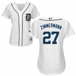 Womens Majestic Detroit Tigers 27 Jordan Zimmermann Authentic White Home Cool Base MLB Jersey