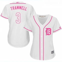 Womens Majestic Detroit Tigers 3 Alan Trammell Authentic White Fashion Cool Base MLB Jersey