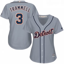 Womens Majestic Detroit Tigers 3 Alan Trammell Replica Grey Road Cool Base MLB Jersey