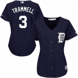 Womens Majestic Detroit Tigers 3 Alan Trammell Replica Navy Blue Alternate Cool Base MLB Jersey