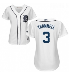 Womens Majestic Detroit Tigers 3 Alan Trammell Replica White Home Cool Base MLB Jersey
