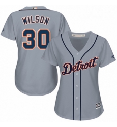 Womens Majestic Detroit Tigers 30 Alex Wilson Authentic Grey Road Cool Base MLB Jersey 