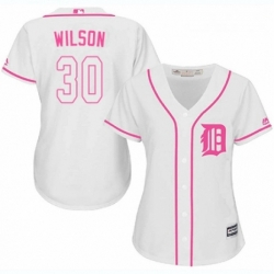 Womens Majestic Detroit Tigers 30 Alex Wilson Authentic White Fashion Cool Base MLB Jersey 