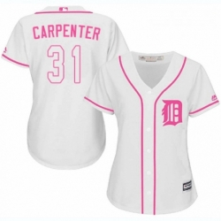 Womens Majestic Detroit Tigers 31 Ryan Carpenter Authentic White Fashion Cool Base MLB Jersey 
