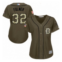 Womens Majestic Detroit Tigers 32 Michael Fulmer Replica Green Salute to Service MLB Jersey 