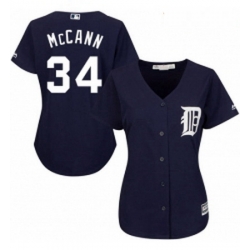 Womens Majestic Detroit Tigers 34 James McCann Authentic Navy Blue Alternate Cool Base MLB Jersey