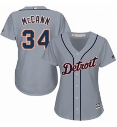 Womens Majestic Detroit Tigers 34 James McCann Replica Grey Road Cool Base MLB Jersey