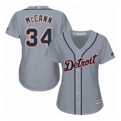 Womens Majestic Detroit Tigers 34 James McCann Replica Grey Road Cool Base MLB Jersey