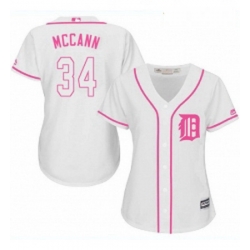 Womens Majestic Detroit Tigers 34 James McCann Replica White Fashion Cool Base MLB Jersey