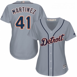 Womens Majestic Detroit Tigers 41 Victor Martinez Authentic Grey Road Cool Base MLB Jersey