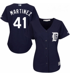Womens Majestic Detroit Tigers 41 Victor Martinez Authentic Navy Blue Alternate Cool Base MLB Jersey