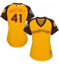Womens Majestic Detroit Tigers 41 Victor Martinez Authentic Yellow 2016 All Star American League BP Cool Base MLB Jersey