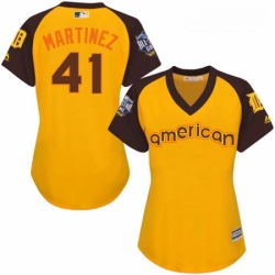 Womens Majestic Detroit Tigers 41 Victor Martinez Authentic Yellow 2016 All Star American League BP Cool Base MLB Jersey