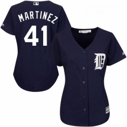 Womens Majestic Detroit Tigers 41 Victor Martinez Replica Navy Blue Alternate Cool Base MLB Jersey