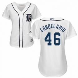 Womens Majestic Detroit Tigers 46 Jeimer Candelario Authentic White Home Cool Base MLB Jersey 