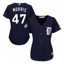 Womens Majestic Detroit Tigers 47 Jack Morris Authentic Navy Blue Alternate Cool Base MLB Jersey 