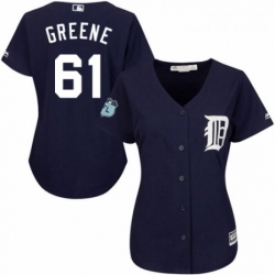 Womens Majestic Detroit Tigers 61 Shane Greene Authentic Navy Blue Alternate Cool Base MLB Jersey 