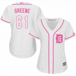 Womens Majestic Detroit Tigers 61 Shane Greene Replica White Fashion Cool Base MLB Jersey 