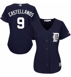 Womens Majestic Detroit Tigers 9 Nick Castellanos Authentic Navy Blue Alternate Cool Base MLB Jersey