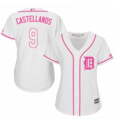 Womens Majestic Detroit Tigers 9 Nick Castellanos Authentic White Fashion Cool Base MLB Jersey