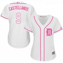 Womens Majestic Detroit Tigers 9 Nick Castellanos Authentic White Fashion Cool Base MLB Jersey