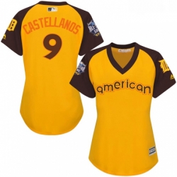 Womens Majestic Detroit Tigers 9 Nick Castellanos Authentic Yellow 2016 All Star American League BP Cool Base MLB Jersey