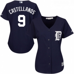 Womens Majestic Detroit Tigers 9 Nick Castellanos Replica Navy Blue Alternate Cool Base MLB Jersey