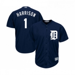 Youth Detroit Tigers 1 Josh Harrison Replica Navy Blue Alternate Cool Base Baseball Jersey 