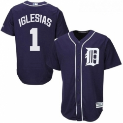 Youth Majestic Detroit Tigers 1 Jose Iglesias Authentic Navy Blue Cool Base MLB Jersey