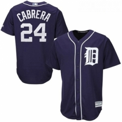 Youth Majestic Detroit Tigers 24 Miguel Cabrera Replica Navy Blue Cool Base MLB Jersey