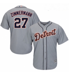Youth Majestic Detroit Tigers 27 Jordan Zimmermann Authentic Grey Road Cool Base MLB Jersey
