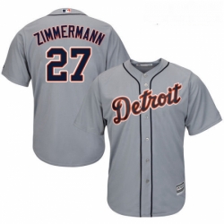 Youth Majestic Detroit Tigers 27 Jordan Zimmermann Authentic Grey Road Cool Base MLB Jersey