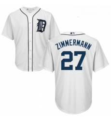 Youth Majestic Detroit Tigers 27 Jordan Zimmermann Replica White Home Cool Base MLB Jersey
