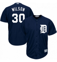 Youth Majestic Detroit Tigers 30 Alex Wilson Replica Navy Blue Alternate Cool Base MLB Jersey 
