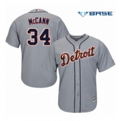 Youth Majestic Detroit Tigers 34 James McCann Replica Grey Road Cool Base MLB Jersey