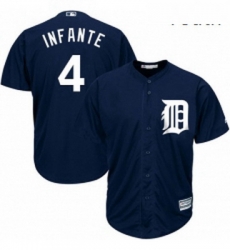 Youth Majestic Detroit Tigers 4 Omar Infante Authentic Navy Blue Alternate Cool Base MLB Jersey
