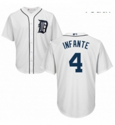 Youth Majestic Detroit Tigers 4 Omar Infante Authentic White Home Cool Base MLB Jersey