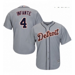 Youth Majestic Detroit Tigers 4 Omar Infante Replica Grey Road Cool Base MLB Jersey