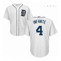 Youth Majestic Detroit Tigers 4 Omar Infante Replica White Home Cool Base MLB Jersey