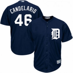 Youth Majestic Detroit Tigers 46 Jeimer Candelario Replica Navy Blue Alternate Cool Base MLB Jersey 