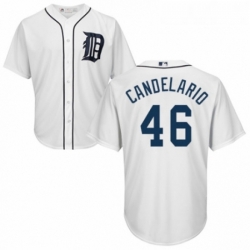 Youth Majestic Detroit Tigers 46 Jeimer Candelario Replica White Home Cool Base MLB Jersey 