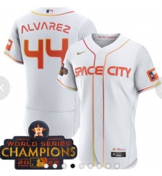 2023 Men Astros Space City 44 Yordan Alvarez White Champions Flexbase Jersey
