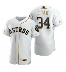 Houston Astros 34 Nolan Ryan White Nike Mens Authentic Golden Edition MLB Jersey