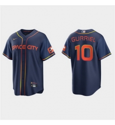 Men Houston Astros 10 Yuli Gurriel 2022 Navy City Connect Cool Base Stitched jersey