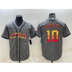 Men Houston Astros 10 Yuli Gurriel Grey Cool Base Stitched Baseball Jersey